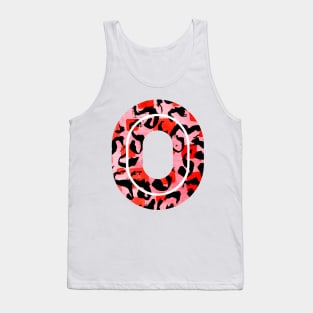 Abstract Letter O Watercolour Leopard Print Alphabet Red Tank Top